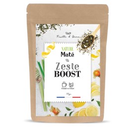 Zeste Boost - Mélange Yerba Maté Vert et Fruits - Boisson Énergisante Riche en Antioxydants et Vitamines - 100 g