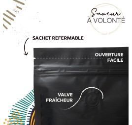 Café Ethiopie en Grain - Afrique de L'Est - Torréfaction Artisanale Française - Paquet 1 kg avec Valve
